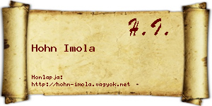 Hohn Imola névjegykártya